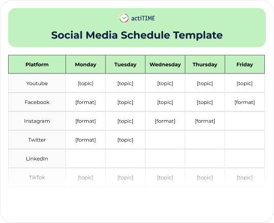 social media schedule template